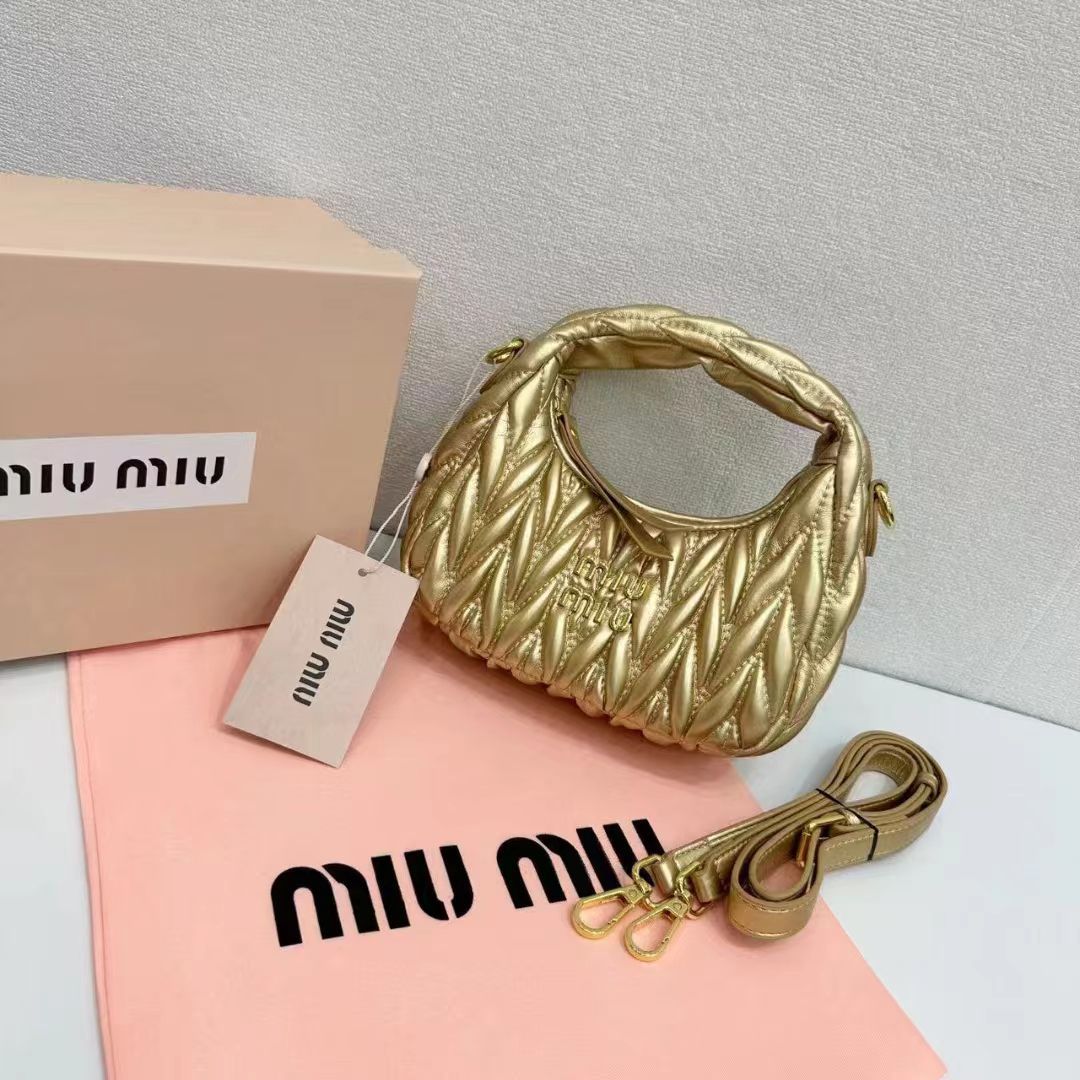 Miu Miu Wander Materasse Nappa Leather Hobo Mini Bag Women s Crossbody